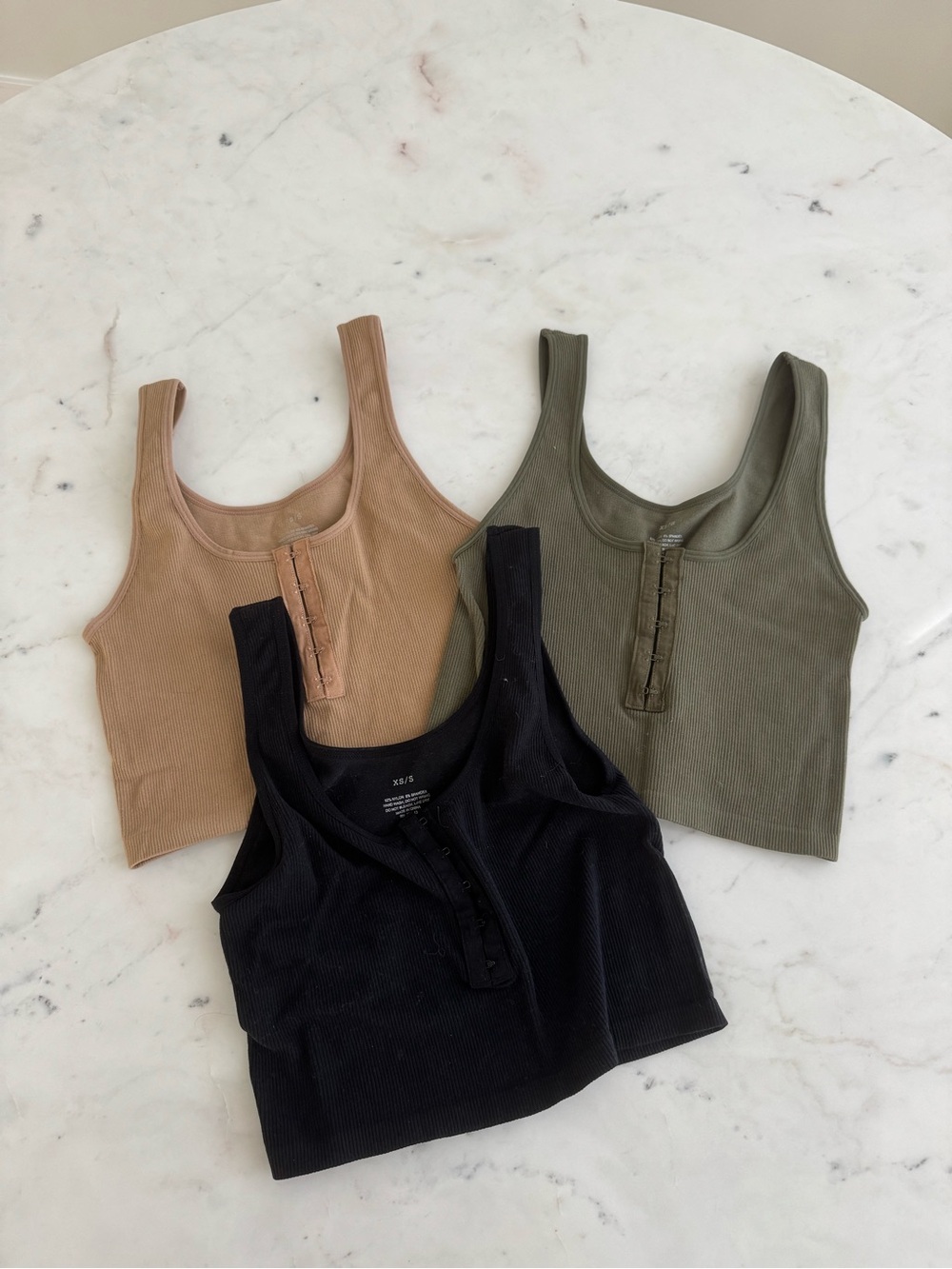 Seamless Ribbed Crop Tank Bundle XS/S Neutral Basics Set of 3 Bralette Style